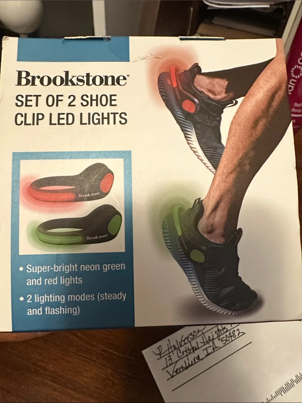 Brookstone Neon Green and Red Shoe Clip LED Set